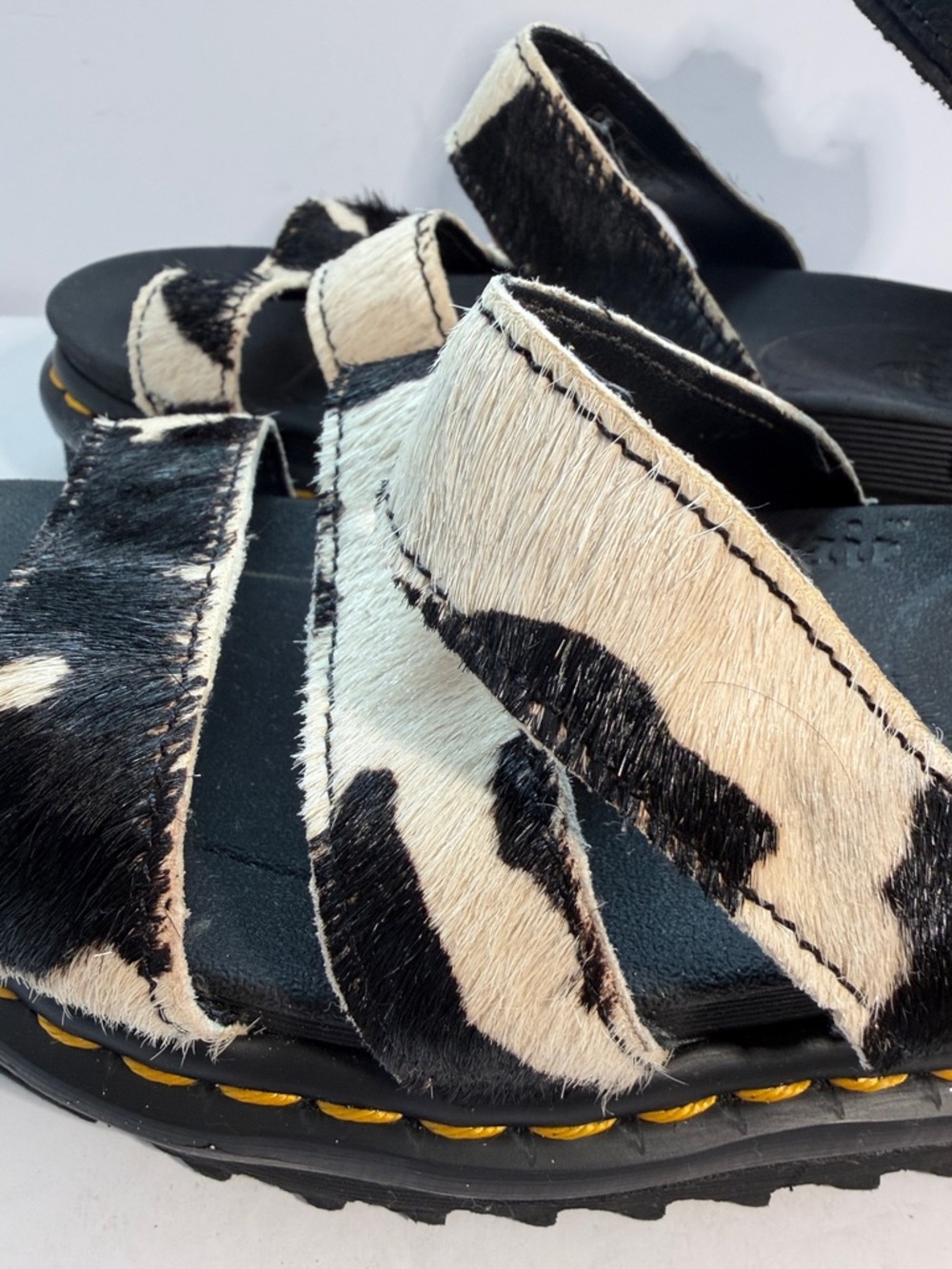 Dr. Martens Black and White Cowhide Platform Sandals - Picture 6 of 10